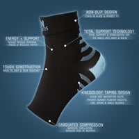 Ankle Sleeve Compression Sock/Sleeve - Black & Blue Pair